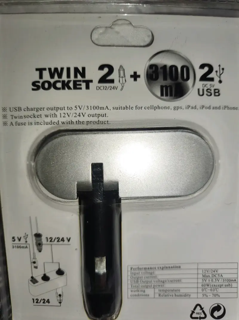 Adaptador de encendedor doble USB para auto - 5