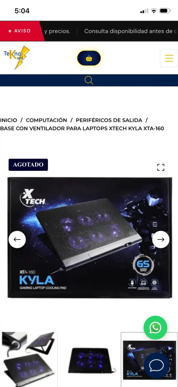 Base ventilador para laptops XTech - 1