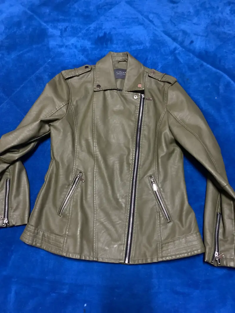 Chaqueta verde estilo motero - 1