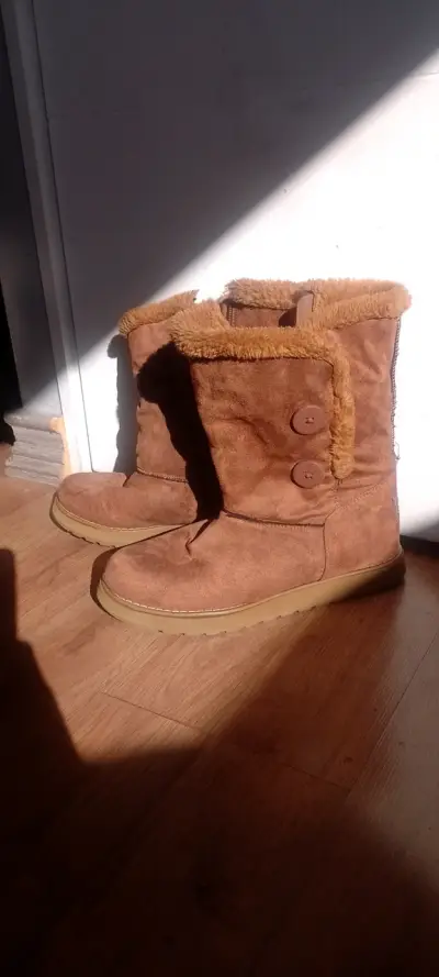 Botines de invierno marrones con forro - miniatura 1