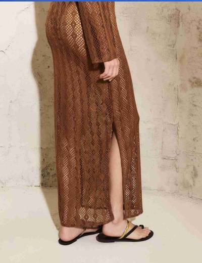 Vestido tejido marrón talla m - miniatura 2
