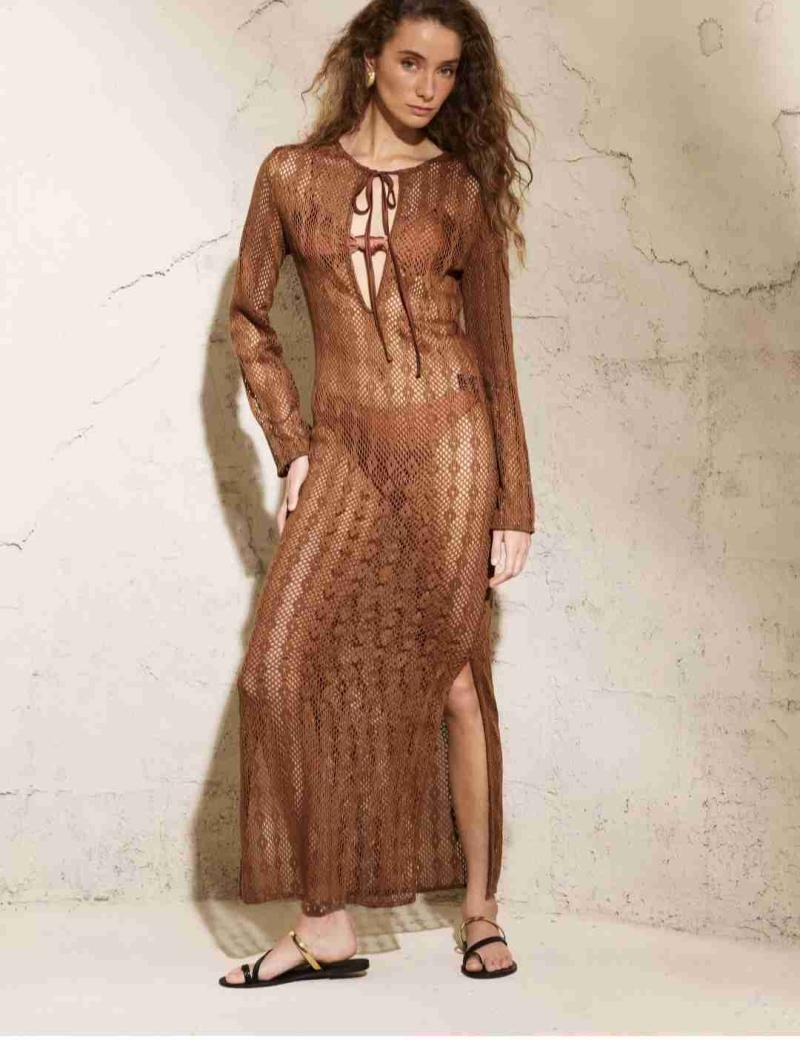 Vestido tejido marrón talla m - 4