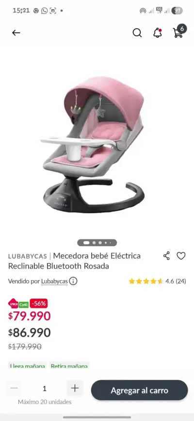Mecedora eléctrica para bebé rosada - miniatura 1