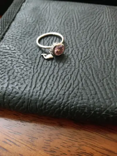 Anillo de plata 925 con piedra rosa - miniatura 1