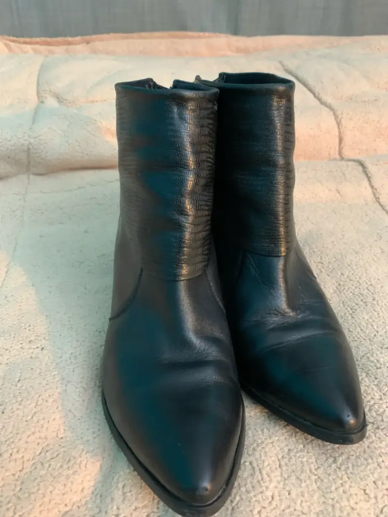 Botines negros de cuero pollini - 3