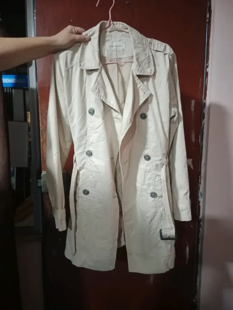 Abrigo beige casual largo - 1