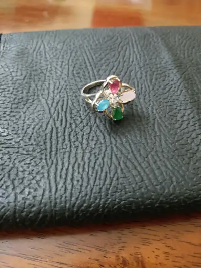 Anillo con piedras de colores plata 925 - miniatura 1