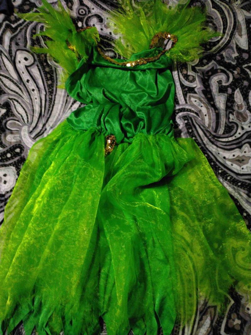 Disfraz verde de la tinkelbell con lentejuelas