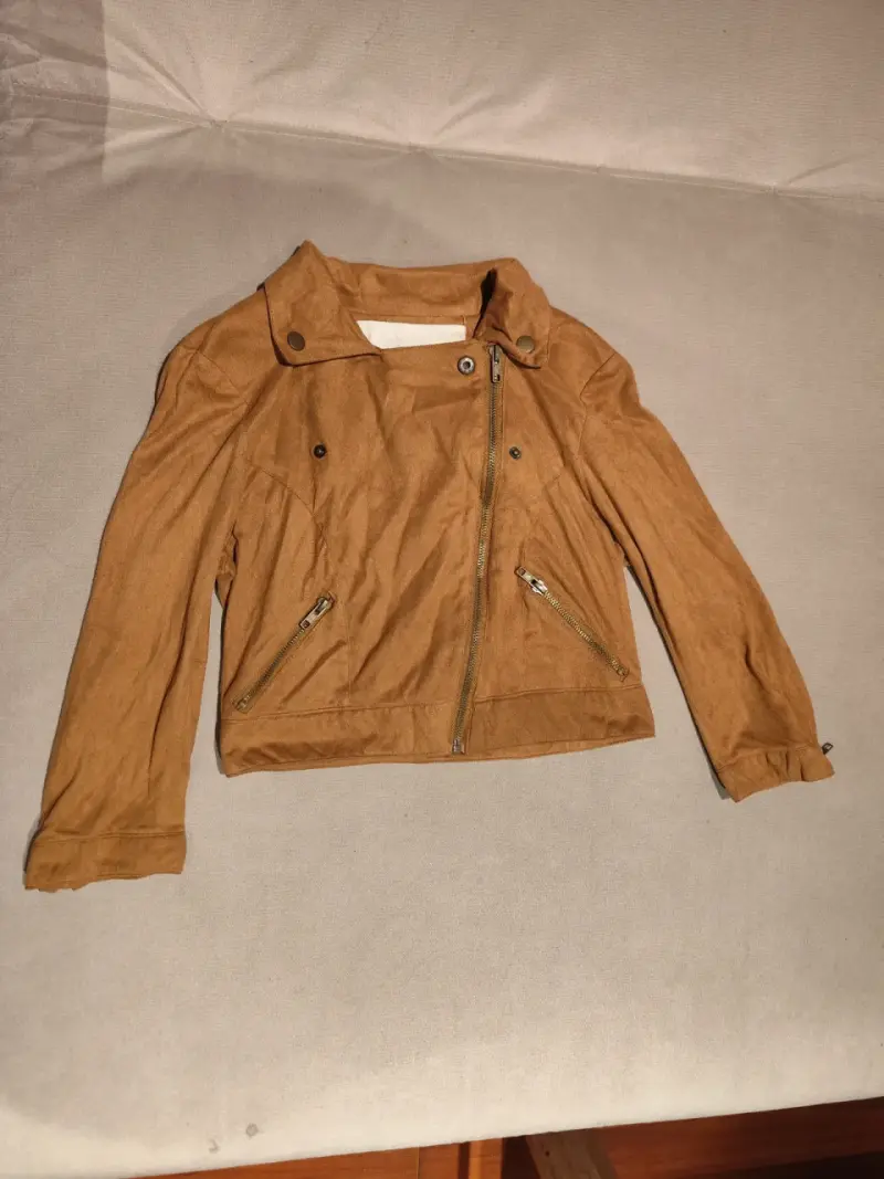 Chaqueta café estilo biker - 1