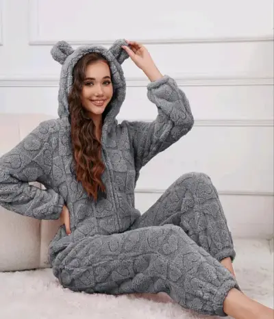 Pijama polar rosa con orejas - miniatura 2