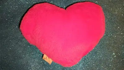 Cojín de peluche para manitos, corazón rosa - miniatura 2