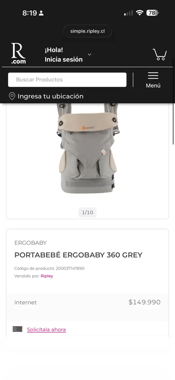 Portabebé Ergobaby 360 gris - 1