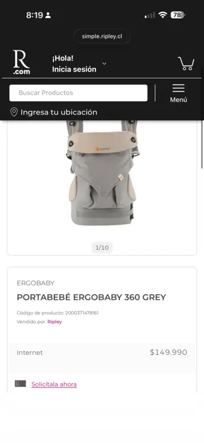 Portabebé Ergobaby 360 gris - miniatura 1