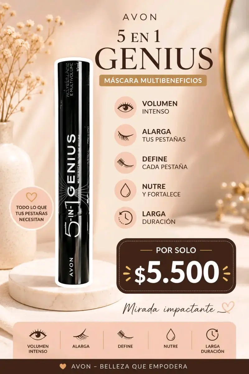 Máscara de pestañas Avon 5 en 1