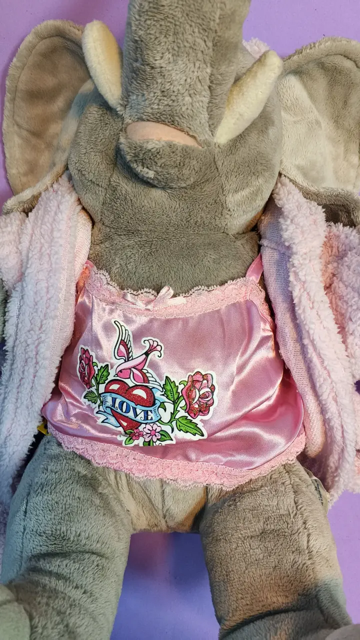 Peluche BAB elefante con bata rosa - 3