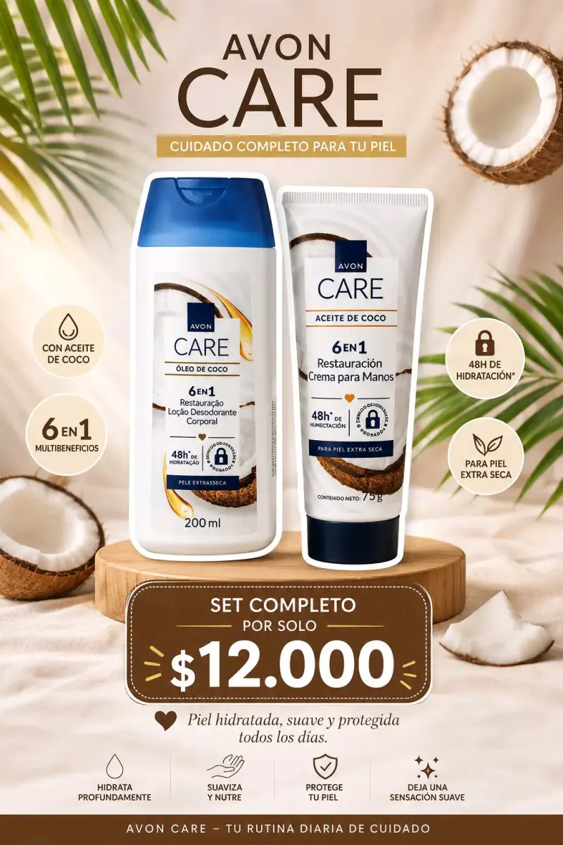 Set Avon Care aceite de coco 6 en 1