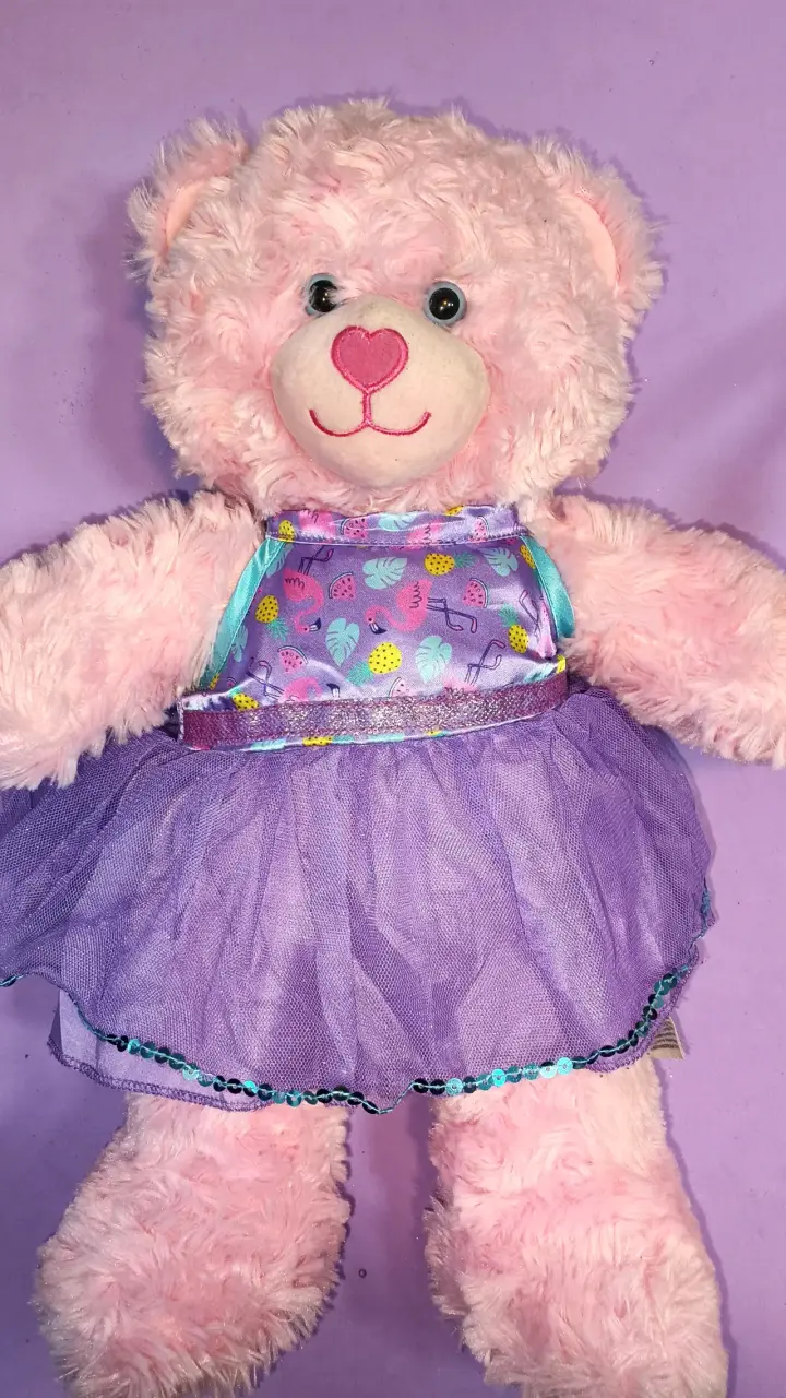 Osito BAB rosado con vestido púrpura - 2
