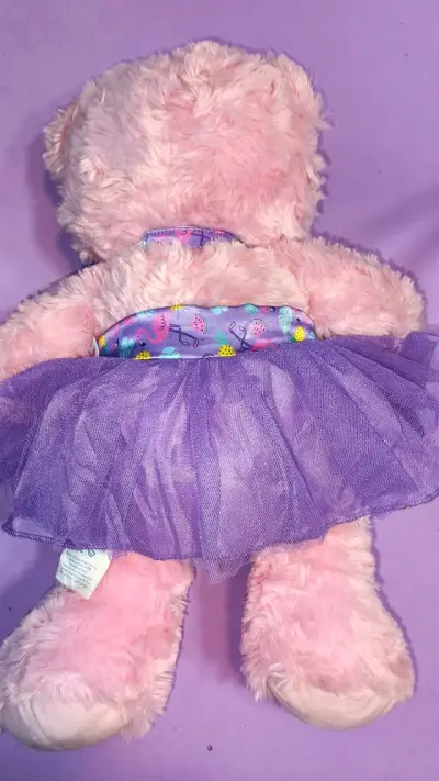 Osito BAB rosado con vestido púrpura - miniatura 3