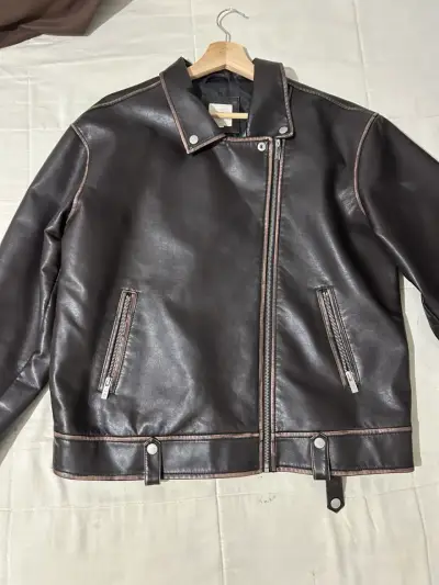 Chaqueta de cuero marrón palo portales - miniatura 1