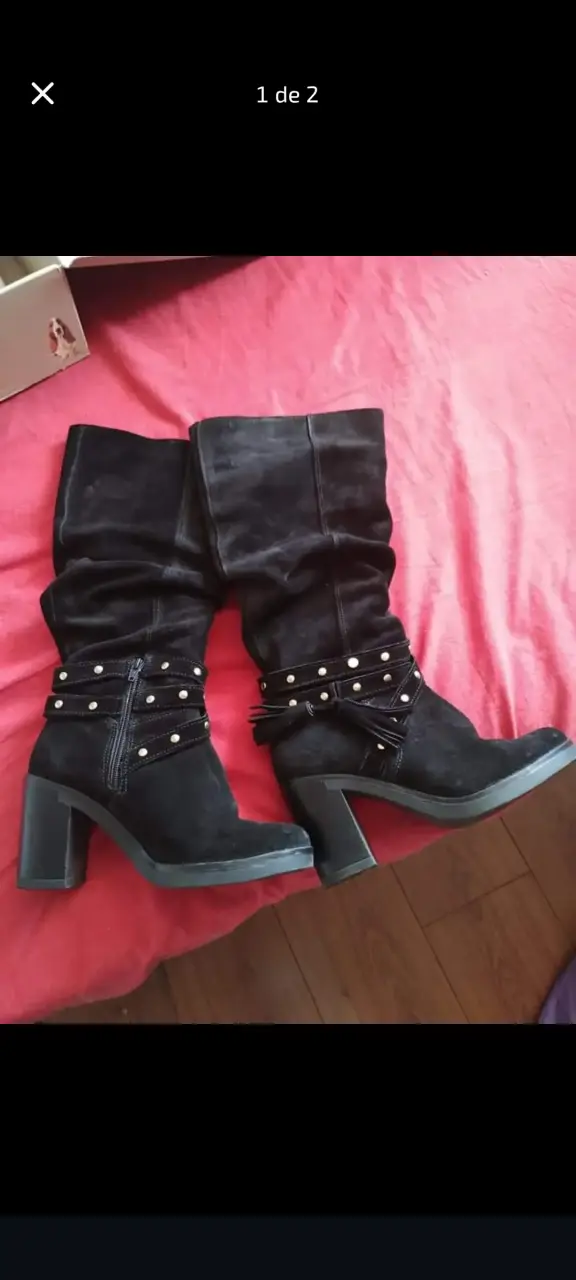 Bota negra de tacón alto - 3