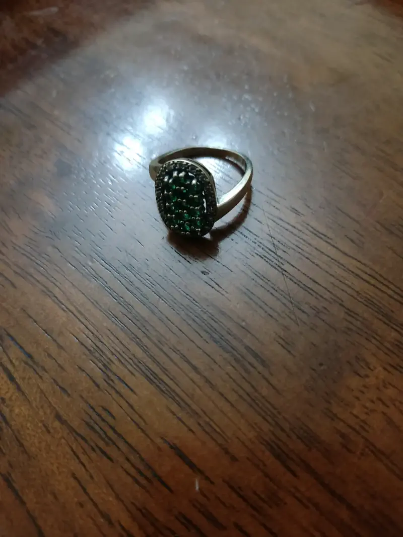 Anillo plata 925 con piedras verdes - 2