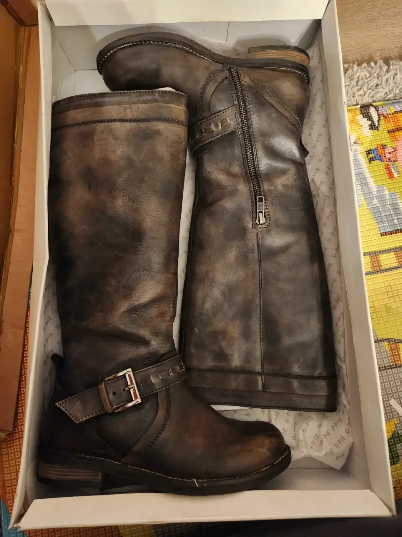 Botas de cuero café t36 - 2