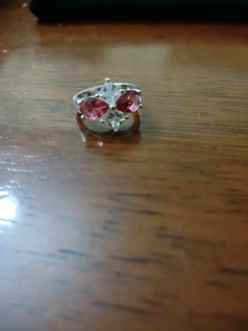 Anillo de plata 925 con piedras rosas - 1