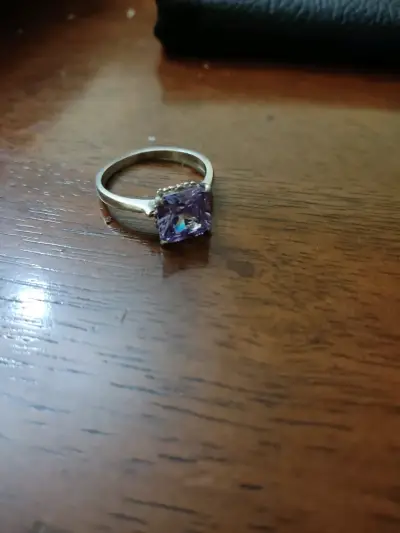 Anillo con piedra morada plata 925 - miniatura 1