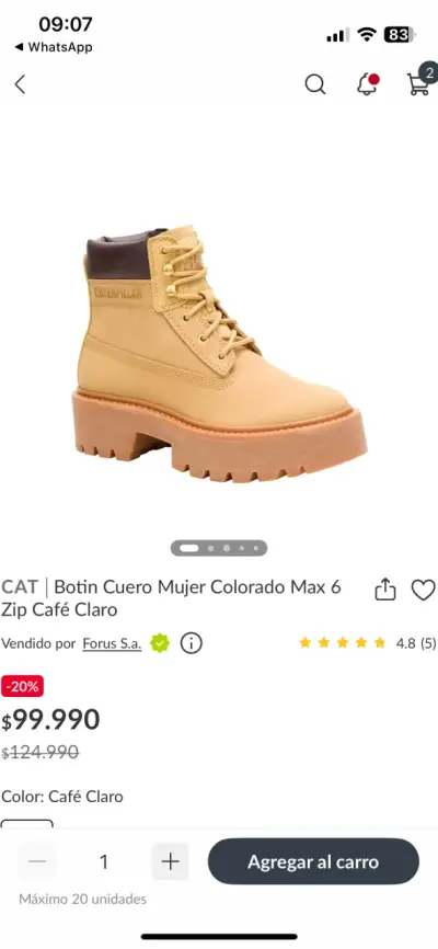 Botines de cuero café claro mujer - miniatura 1