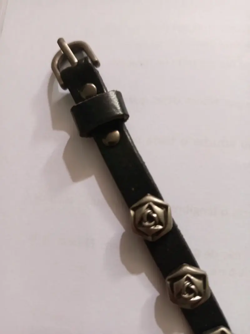 Pulsera de cuero con incrustaciones metálicas - 2