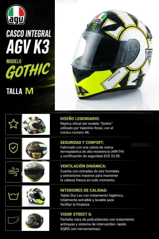 Casco integral AGV K3 MODELO GOTHIC - 6