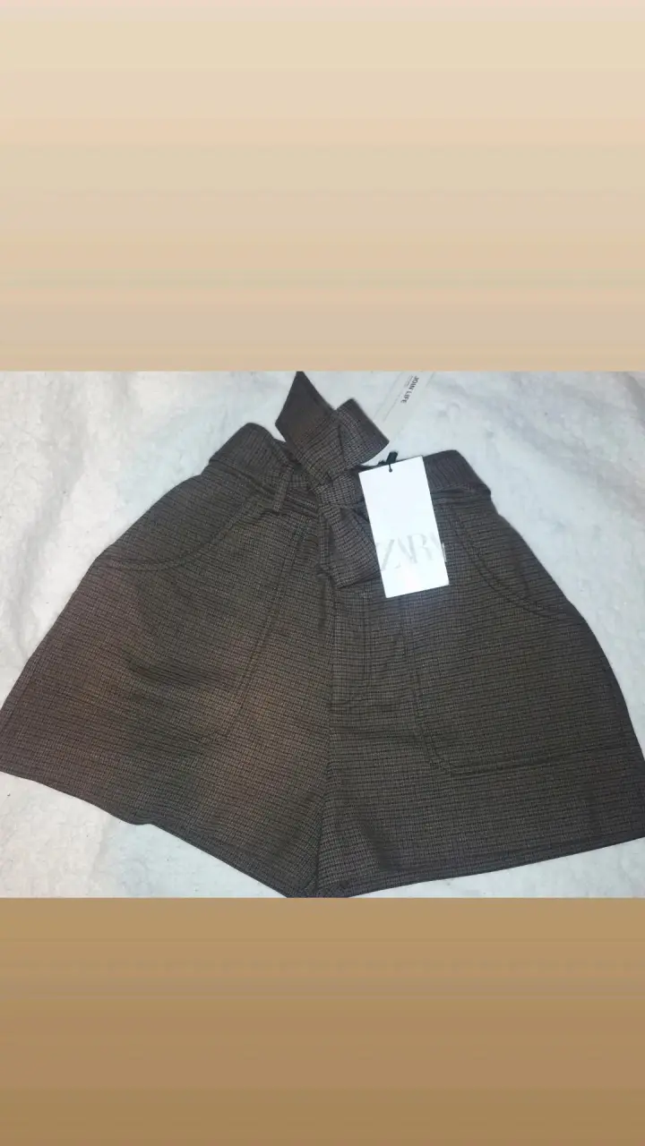 Shorts marrones a cuadros marca zara - 4