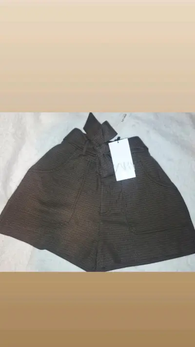 Shorts marrones a cuadros marca zara - miniatura 4