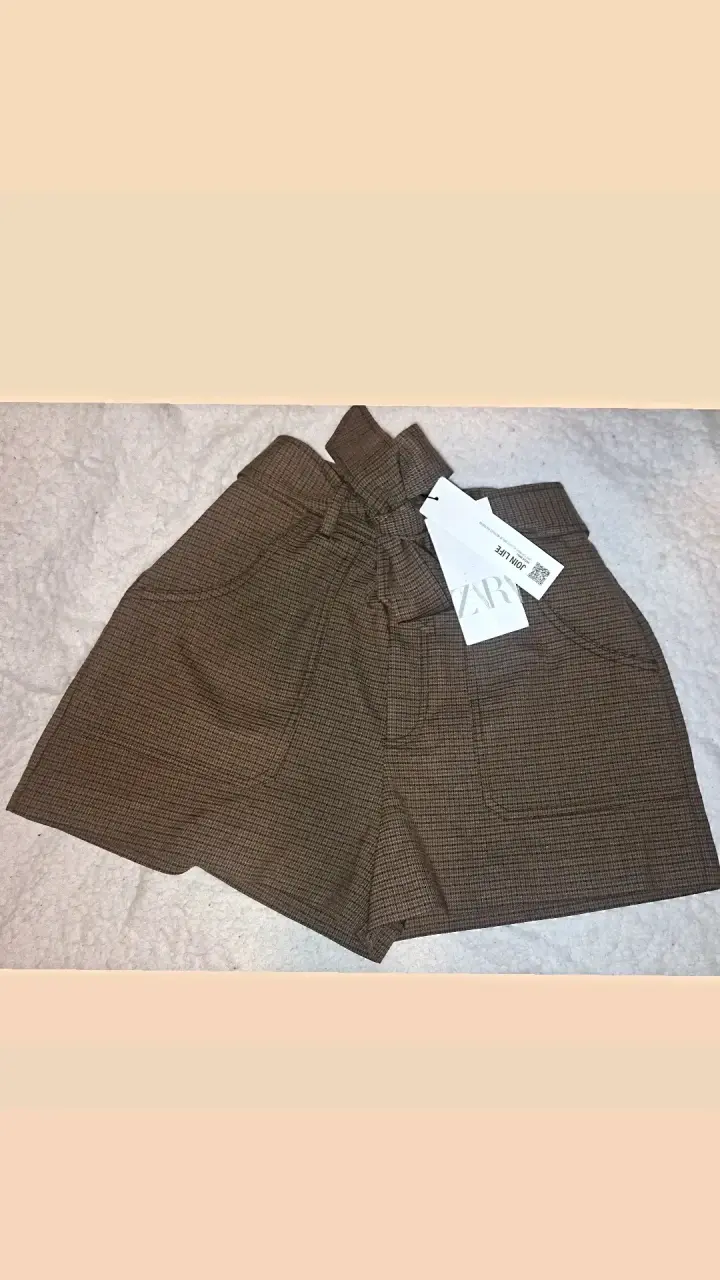 Shorts marrones a cuadros marca zara - 6