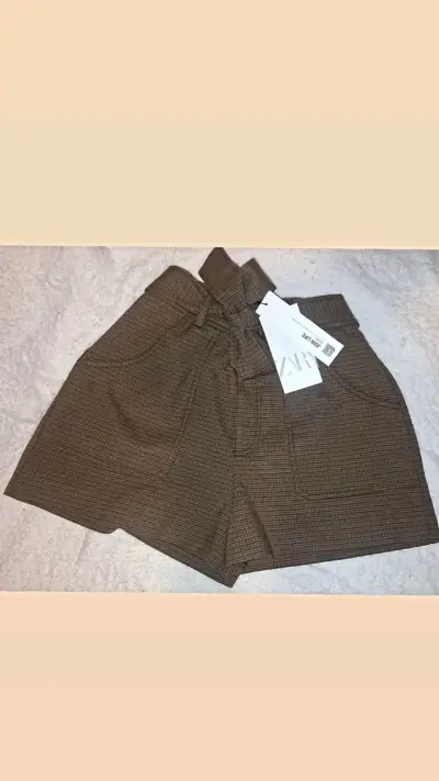 Shorts marrones a cuadros marca zara - miniatura 6