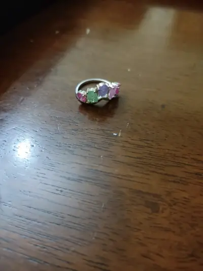 Anillo plata 925 con piedras de colores - miniatura 1