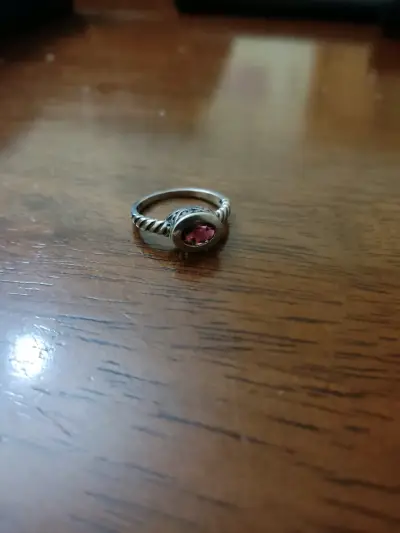 Anillo plata 925 con piedra roja. - miniatura 1