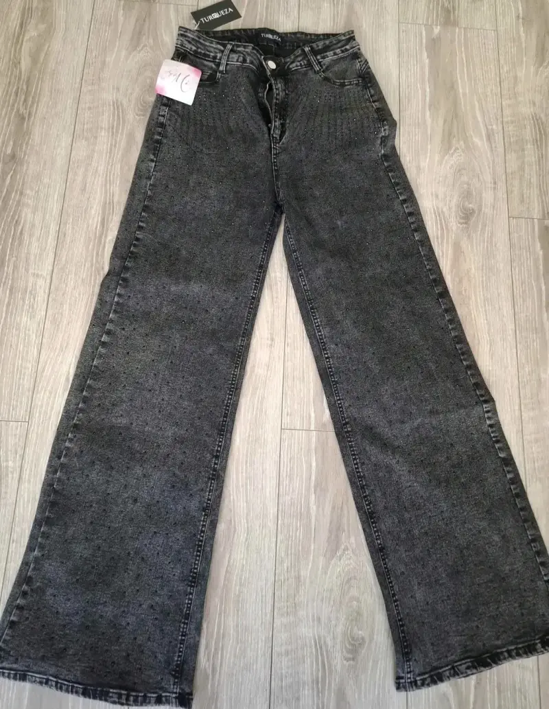 Jeans grises con cristales - 3