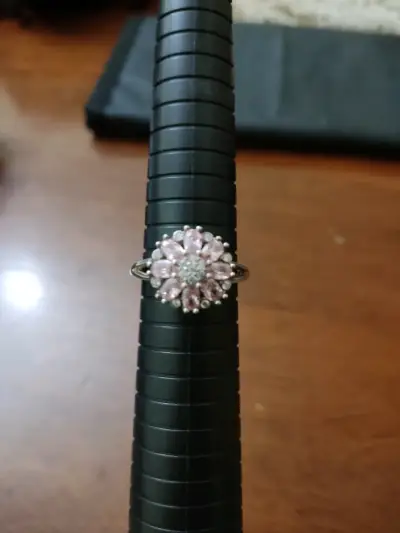 Anillo de flor con detalles rosados plata 925 - miniatura 3