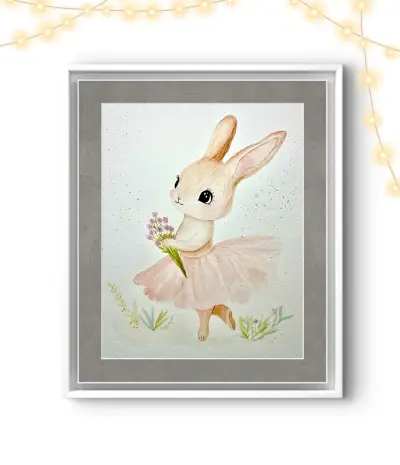 Cuadro infantil conejo bailarina - miniatura 1
