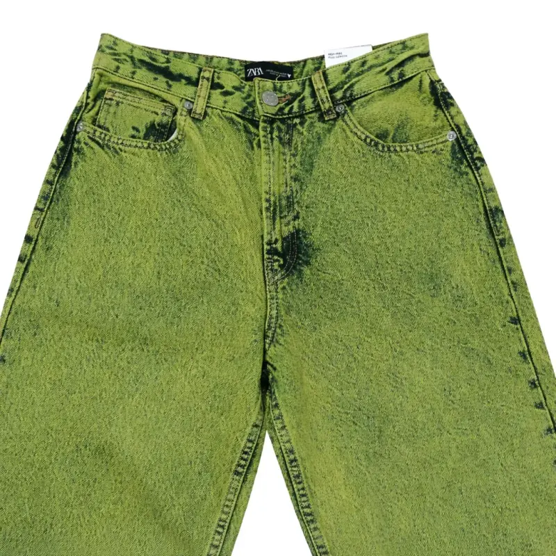 Jeans verde teñido diseño único Zara - 1