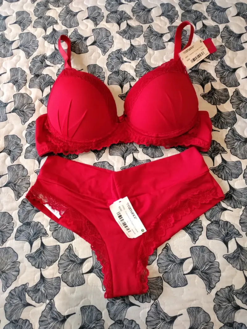 Conjunto de lencería rojo encaje - 2
