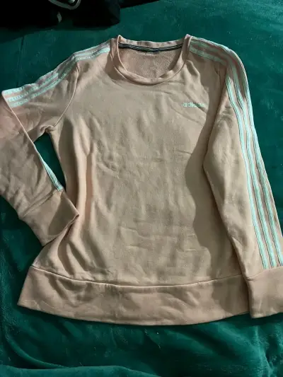 Polerón rosado Adidas con franjas - miniatura 1