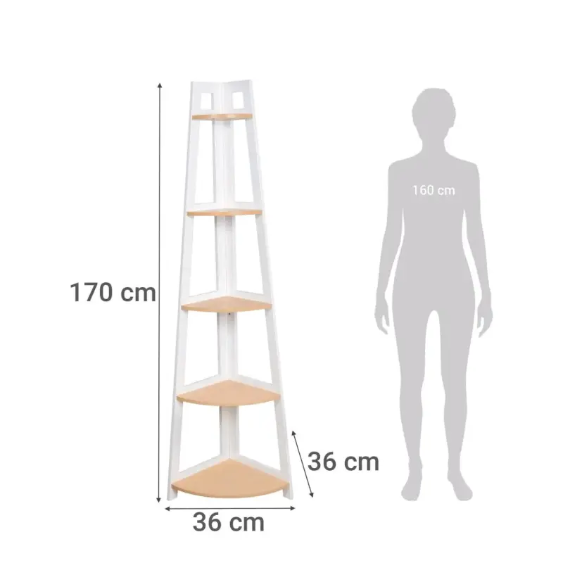Estantería de esquina blanca y madera nuevo - 2