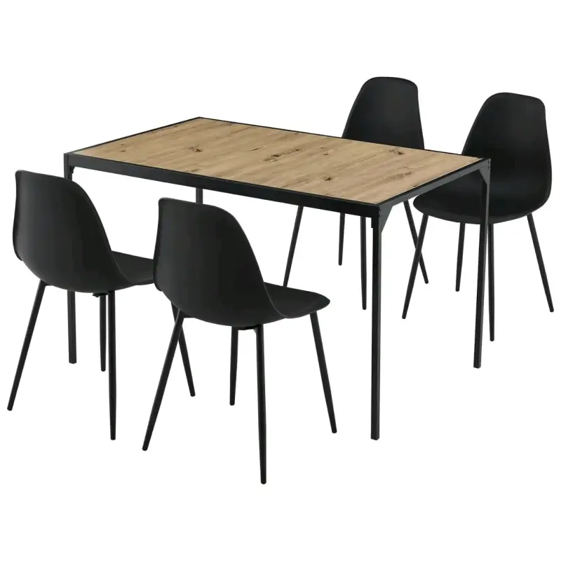 Set comedor negro y madera nuevo - 2