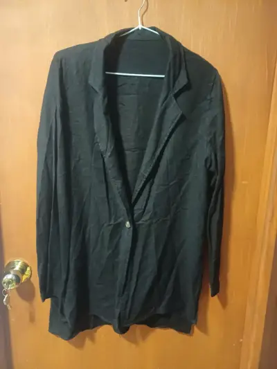 Blazer negro de lino para mujer - miniatura 1