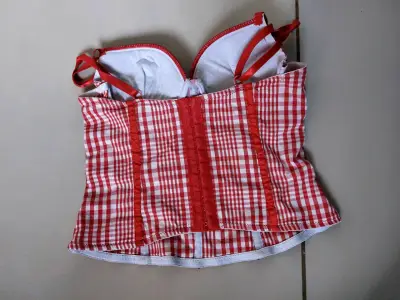corset rojo a cuadros vintage - miniatura 2