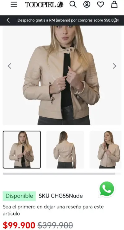 Chaqueta de cuero nude TodoPiel - miniatura 1
