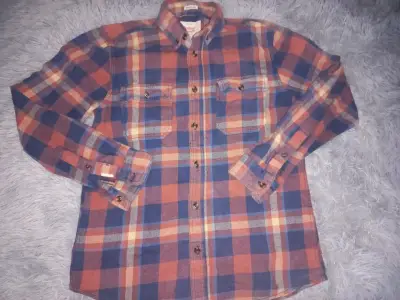 Camisa a cuadros naranja y azul robert lewis - miniatura 1