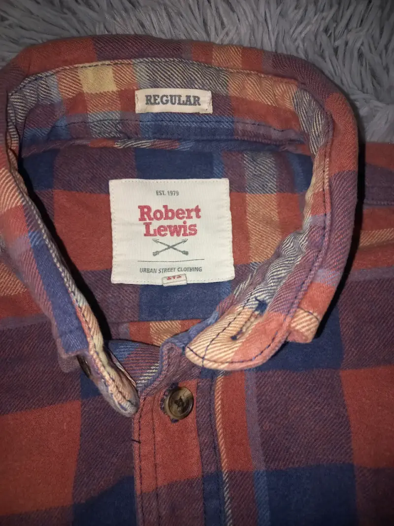 Camisa a cuadros naranja y azul robert lewis - 2